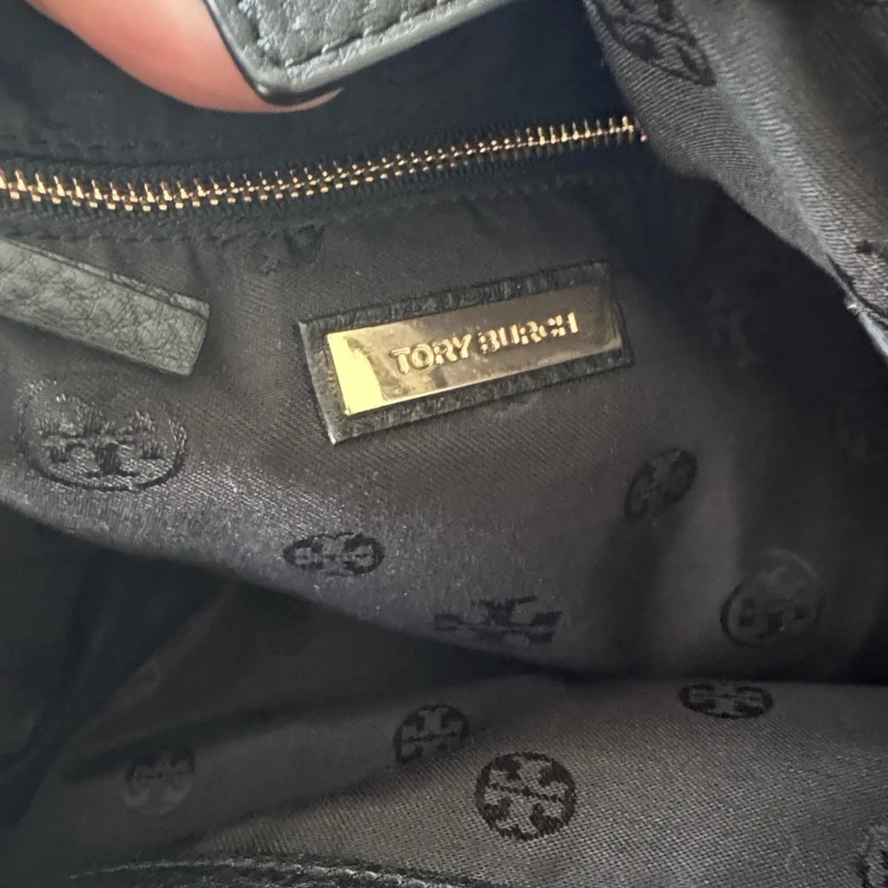 Tory Burch black leather gold chain Harper Tote shoulder handbag purse